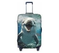 GUOLGP Funny Animal Dolphin Print Universal Suitcase Cover Elastic Washable Travel Luggage Cover with Double Sided