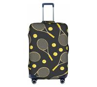 GUOLGP Funny Tennis Racquets and Tennis Balls Print Concealed Zipper Decorative Suitcase Cover Washable Travel Luggage Protector