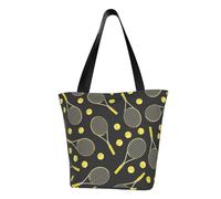 GUOLGP Funny Tennis Racquets and Tennis Balls Print Summer Shoulder Bag Travel Tote Beach Outings Daily Commutes Women Men Accessory