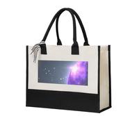 GUOLGP Galaxy Starry Space Purple Starry Print Canvas Tote Bag For Women For Beach Travel School Office Daily Use Shopping Bags
