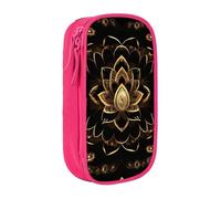 GUOLGP Gold Lotus Flowers Print Functional Pencil Pouches Multi-Compartment Storage School Supplies Easy Access
