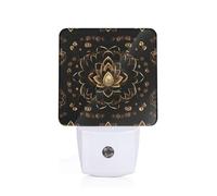 GUOLGP Gold Lotus Flowers Print Night Light for Bedroom Kids Room Bathroom Nightlight Dorm Home Decor Lighting