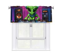 GUOLGP Green Alien Print 54x18 Inch Window Valance Curtains For Kitchen Bathroom Laundry Room Home Decor