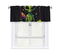 GUOLGP Green Alien Print 54x18 Inch Window Valance Curtains For Kitchen Bathroom Laundry Room Home Decor