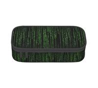 GUOLGP Green Number Binary Print Stylish Large Capacity Pencil Case Spacious Study Pen Pouch School Supplies Travel