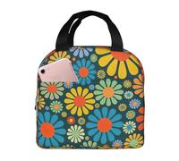 GUOLGP Hippie Pattern Print Students Lightweight Insulated Lunch Bag School Thermal Tote Work Picnic Travel