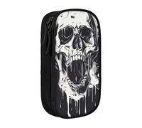 GUOLGP Horror Ghost Skull Print Functional Pencil Pouches Multi-Compartment Storage School Supplies Easy Access