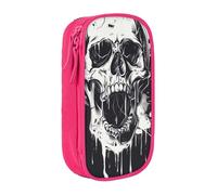 GUOLGP Horror Ghost Skull Print Functional Pencil Pouches Multi-Compartment Storage School Supplies Easy Access