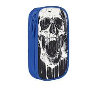 GUOLGP Horror Ghost Skull Print Functional Pencil Pouches Multi-Compartment Storage School Supplies Easy Access