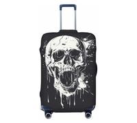GUOLGP Horror Ghost Skull Print Universal Suitcase Cover Elastic Washable Travel Luggage Cover with Double Sided