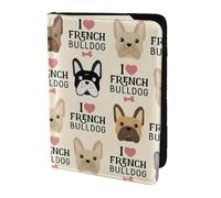 GUOLGP I Love French Bulldog Print Stylish Unisex Passport Travel Family Vacation Document Wallet Lightweight Secure