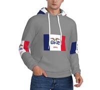 GUOLGP Iowa State Flag Print Men Hooded Pullover Fashion Soft Comfortable For Winter Casual Daily Wear Black