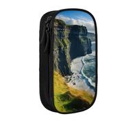 GUOLGP Ireland Outdoors County Clare The Cliffs Print Functional Pencil Pouches Multi-Compartment Storage School Supplies Easy Access