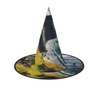 GUOLGP Ireland Outdoors County Clare The Cliffs Print Stylish Halloween Witch Hat For Parties Carnivals And Cosplay Lightweight Foldable