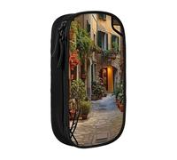 GUOLGP Italian Old Street Print Functional Pencil Pouches Multi-Compartment Storage School Supplies Easy Access