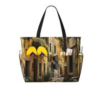 GUOLGP Italian Old Street Print Stylish Bag Waterproof Tote Multi-Pockets Foldable Lightweight Outdoor Adventures