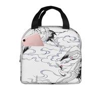 GUOLGP Japanese Crane Print Students Lightweight Insulated Lunch Bag School Thermal Tote Work Picnic Travel