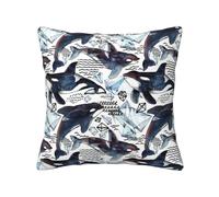 GUOLGP Killer Whale Print Comfortable Decor Pillow Covers Invisible Zipper Cushion Cases Office Living Room