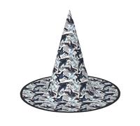 GUOLGP Killer Whale Print Stylish Halloween Witch Hat For Parties Carnivals And Cosplay Lightweight Foldable