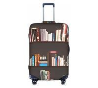 GUOLGP Library Bookcase Print Concealed Zipper Decorative Suitcase Cover Washable Travel Luggage Protector