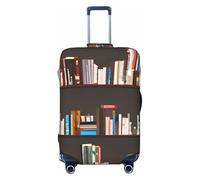GUOLGP Library Bookcase Print Universal Suitcase Cover Elastic Washable Travel Luggage Cover with Double Sided