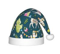 GUOLGP Llama animal alpaca tropical cactus Print Christmas Elf Hat for Children's Cap Santa Party Halloween Holiday New Year