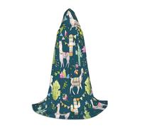 GUOLGP Llama Animal Alpaca Tropical Cactus Print Halloween Hooded Cloak Men Women Teens Wizard Robe For Christmas Costume Carnival