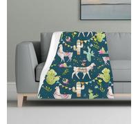 GUOLGP Llama animal alpaca tropical cactus Print Soft Warm Cozy Flannel Blanket Throw for Home Decor Dorm Picnic Winter Autumn Use