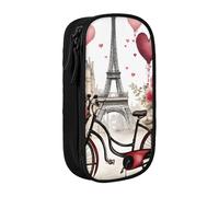 GUOLGP Love Paris Tower Coffee Wine Perfume Bicycle Heart Print Functional Pencil Pouches Multi-Compartment Storage School Supplies Easy Access
