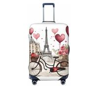 GUOLGP Love Paris Tower Coffee Wine Perfume Bicycle Heart Print Universal Suitcase Cover Elastic Washable Travel Luggage Cover with Double Sided