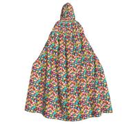 GUOLGP Macaron Biscuit Flavored Print Halloween Hooded Cloak Costume For Adults Kids For Cosplay Parties And Festivals