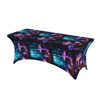 GUOLGP Magic Mushroom Print Portable Rectangular Elastic Table Cover Fits Large Rectangular Parties Weddings
