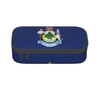 GUOLGP Maine State Flag Print Stylish Large Capacity Pencil Case Spacious Study Pen Pouch School Supplies Travel
