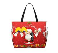 GUOLGP Merry Christmas. Print Stylish Bag Waterproof Tote Multi-Pockets Foldable Lightweight Outdoor Adventures