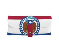 GUOLGP Missouri State Flag Print Daily Use Sunglasses Case Soft Eyeglass Pouch With Strap For Women Travel Reading