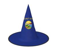 GUOLGP Montana State Flag Print Stylish Halloween Witch Hat For Parties Carnivals And Cosplay Lightweight Foldable