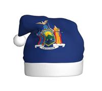 GUOLGP New York State Flag Print Santa Hat Unisex Festive Xmas Hats Party Headwear for Decor New Year Celebrations