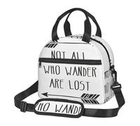 GUOLGP Not All Who Wander are Lost Print Student Insulated Lunch Bag School Adjustable Shoulder Strap Work Travel Picnic