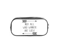 GUOLGP Not All Who Wander are Lost Print Students Boys Girls Clear Pencil Case Transparent Stationery Organizer Pouch Bag