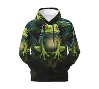 GUOLGP Peace Frog Tree Print Men'S Hoodie For Winter Autumn And Spring Casual Wear With Pockets Soft Pullover Black