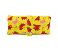 GUOLGP Pink Flamingo And Watermelon Print Daily Use Sunglasses Case Soft Eyeglass Pouch With Strap For Women Travel Reading