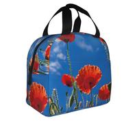 GUOLGP Poppies on Blue Sky Print Adult Insulated Lunch Bag Functionality Practicality Extended Periods Temperature