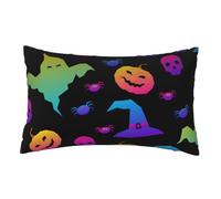 GUOLGP Rainbow Halloween Ghost Witch Hat Spiders Print Pillow Case for Breathable Bedding Accessory for Home Bedroom Decor Cover Travel