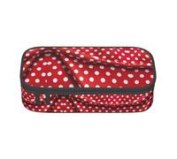 GUOLGP Red White Polka Dot Print Stylish Large Capacity Pencil Case Spacious Study Pen Pouch School Supplies Travel
