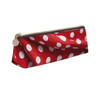 GUOLGP red White Polka dot Print Stylish Pencil Case Large Capacity 8.3 x 2.2 x 2.4In Triangle Pouch Daily Essentials