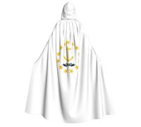 GUOLGP Rhode Island State Flag Print Men And Women Adult Hooded Cloak For Halloween Christmas Carnival Theme Parties
