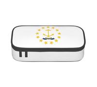 GUOLGP Rhode Island State Flag Print Stylish Large Capacity Pencil Case Spacious Study Pen Pouch School Supplies Travel