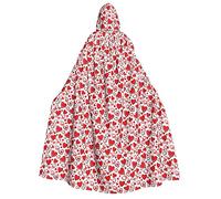 GUOLGP Romantic Red Heart Print Men And Women Adult Hooded Cloak For Halloween Christmas Carnival Theme Parties
