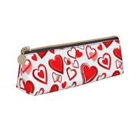 GUOLGP Romantic Red Heart Print Stylish Pencil Case Large Capacity 8.3 x 2.2 x 2.4In Triangle Pouch Daily Essentials