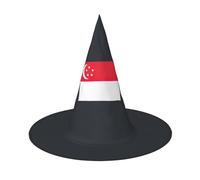 GUOLGP Singapore Flag Print Stylish Halloween Witch Hat For Parties Carnivals And Cosplay Lightweight Foldable